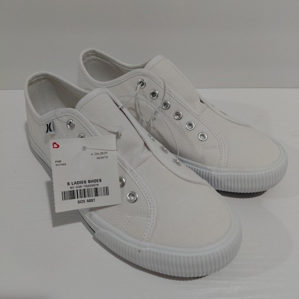 Hurley Chloe Womens White Slip On Canvas Sneakers Shoes Laceless 6.5M NEW - Picture 4 of 12
